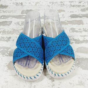 NEW Ilse Jacobsen Tulip Blue Cross Band Sandals Slide F9